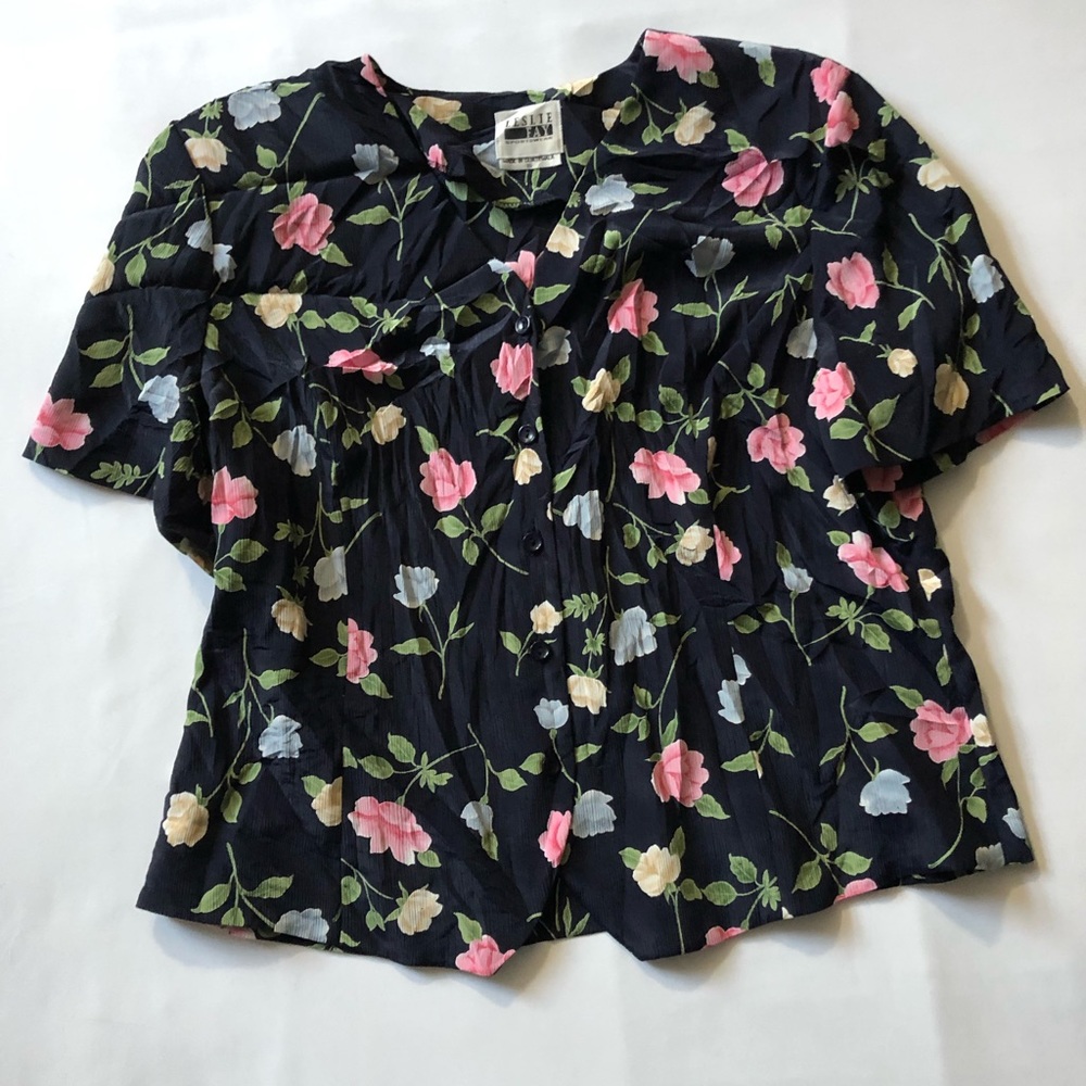 Women Leslie Fay Size 16 Blue And Pink Color Top - 0778
